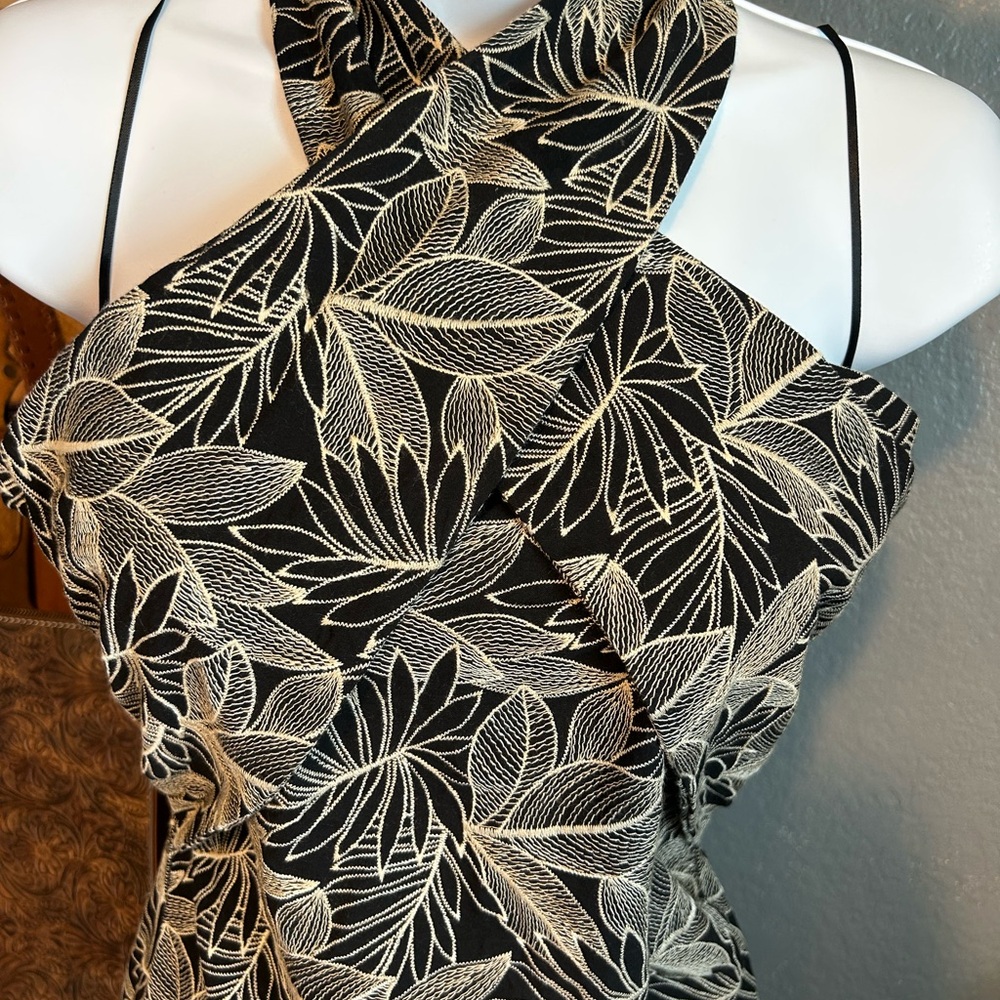 Zara Black and White Asymmetrical Halter Sheath Dress - Picture 9 of 15
